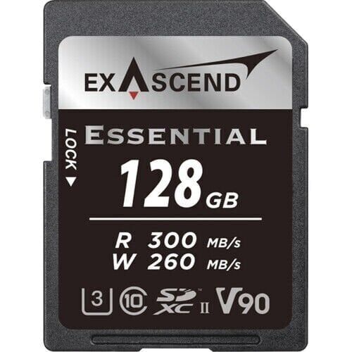 Exascend Essential 128 GB V90 UHS II SD 300Mb/S Read - 260Mb/S Write