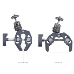 SmallRig 4102B Aksiyon Kameraları için 360° Küresel Başlık Montajlı  Süper Kelepçe