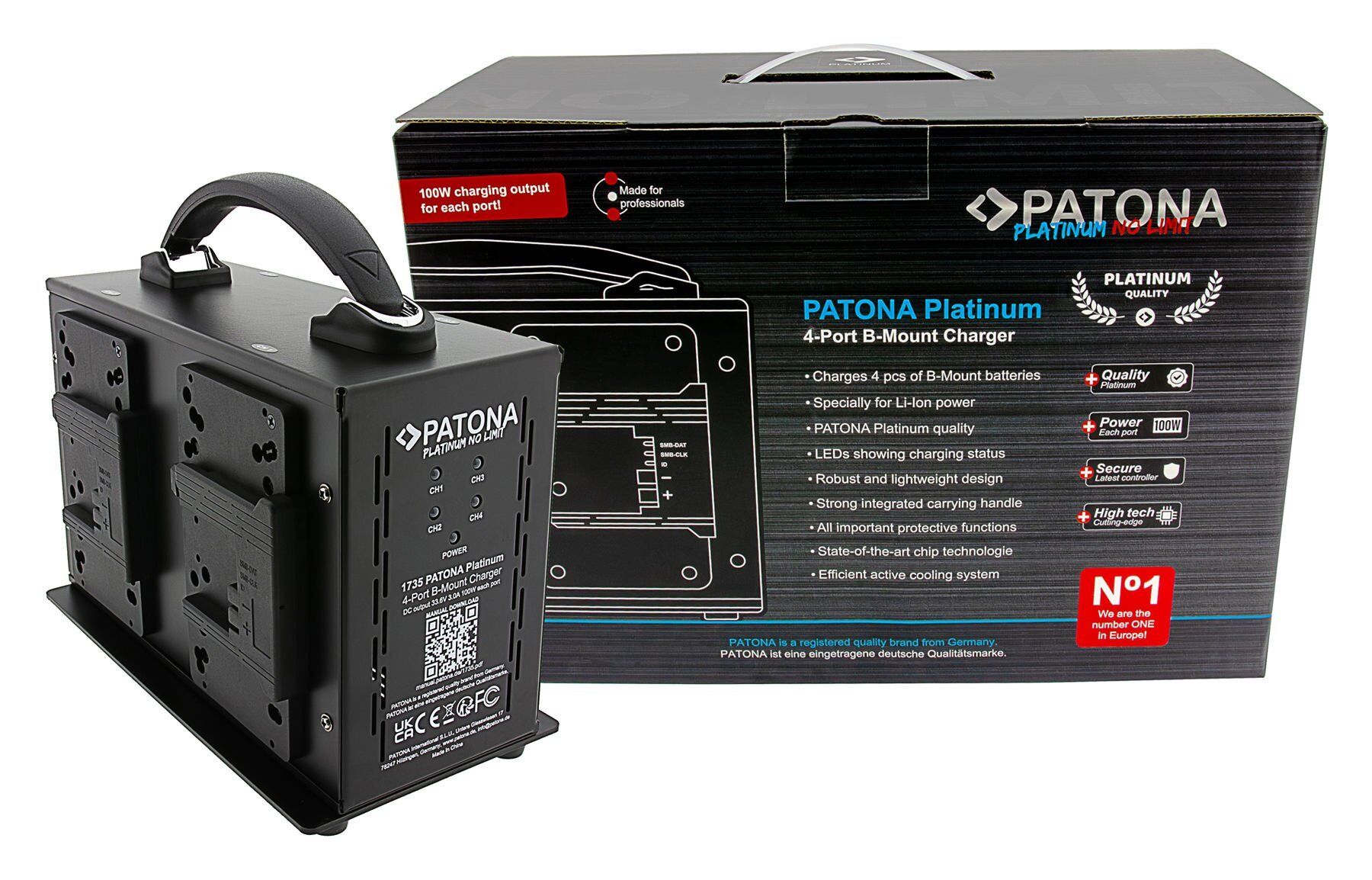 Patona 1735 Platinum B-Mount Charger F. 4Pcs Battery