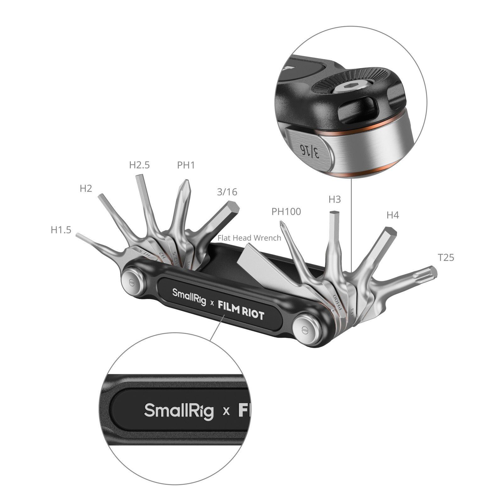 SmallRig 4813 FILM RIOT 10'u 1 arada Katlanır Anahtar Seti (Kırmızı)