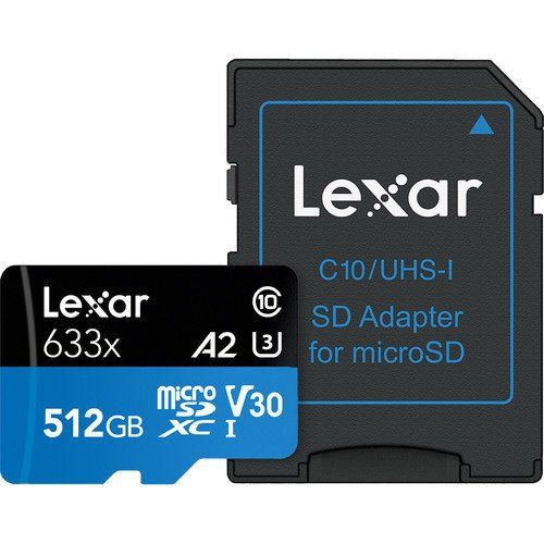 Lexar 512GB microSDXC 100MB/sn 4K Class 10 Hafıza Kartı + SD Adaptör