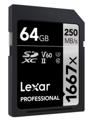 Lexar 64GB Professional 1667x SDXC 250MB/sn V60 Hafıza Kartı