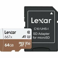 Lexar 64GB Professional 667x microSDXC 100MB/sn UHS-I V30 Hafıza Kartı