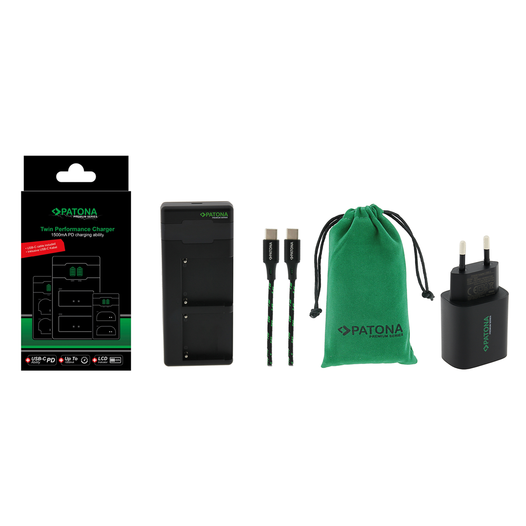 Patona 161713 Premium Twin Performance PD Şarj Cihazı Olympus BLX-1  (USB-C Kablosu ile)