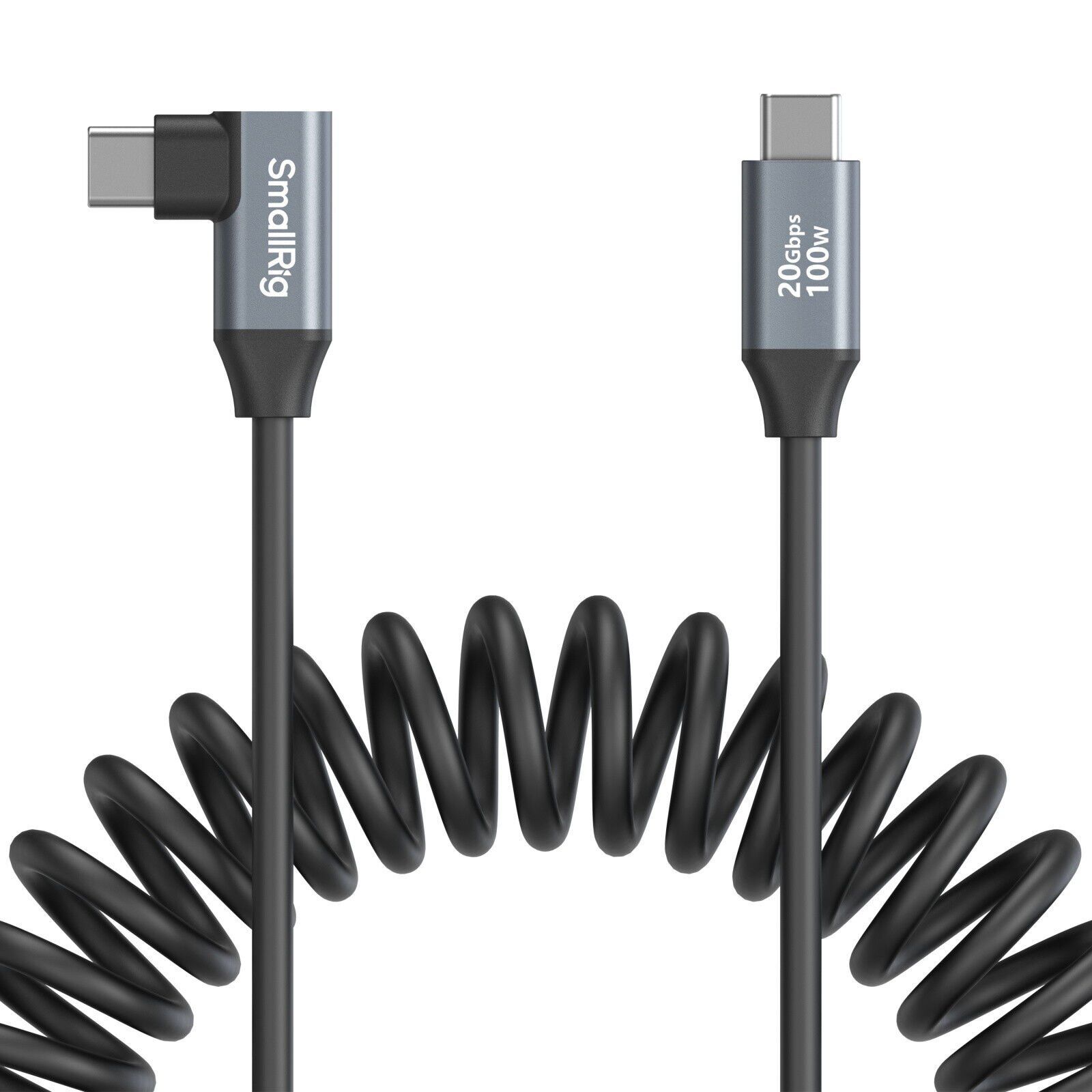 SmallRig 4792 USB-C (Düz) - USB-C (Açılı) Sarmal Veri Kablosu